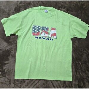 Men's Hawaii T-Shirt USA Yazbek Green Excellent Condition XL